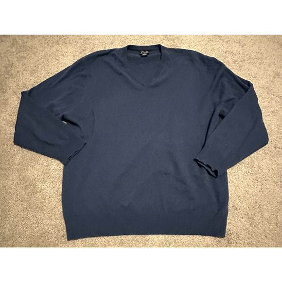 Jos. A. Bank Travelers Men XXL Sweaters 100% Cashmere Knit V-Neck Blue - Picture 1 of 7